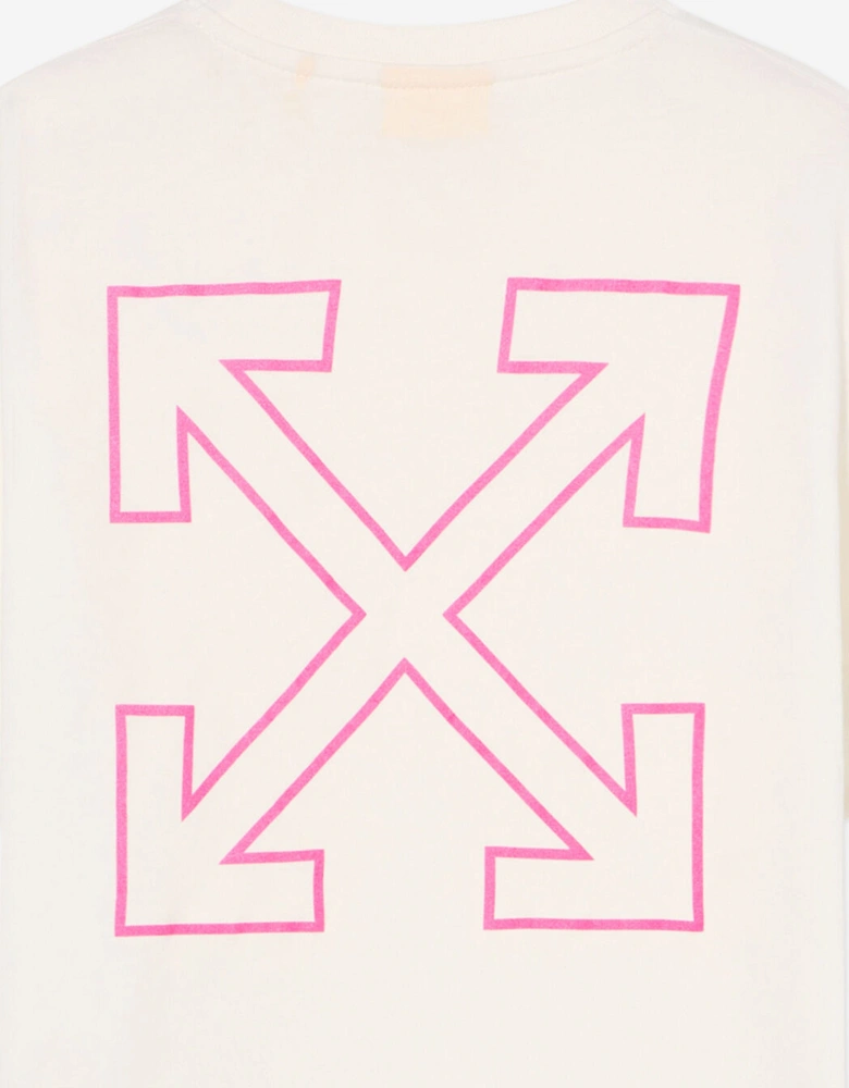 Girls Arrow Outline Flock T-Shirt in White