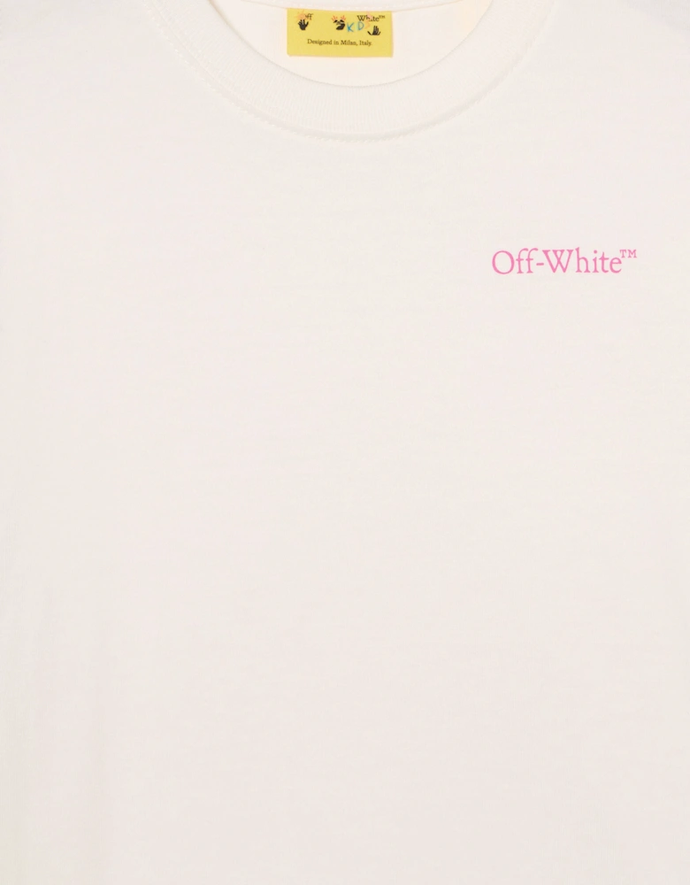 Girls Arrow Outline Flock T-Shirt in White