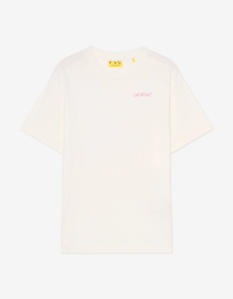 Girls Arrow Outline Flock T-Shirt in White