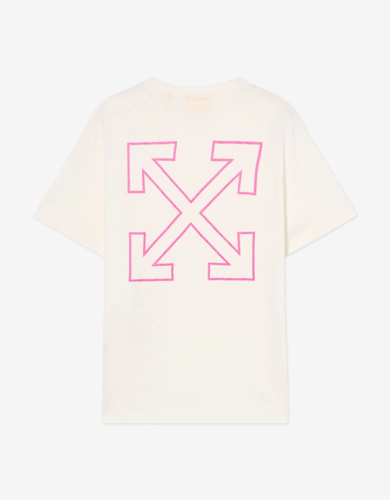 Girls Arrow Outline Flock T-Shirt in White
