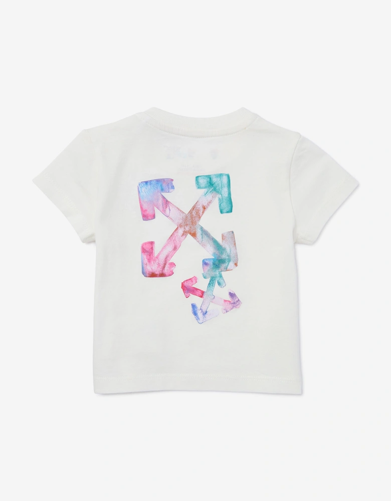 Baby Girls Arrow Watercolour T-Shirt in White