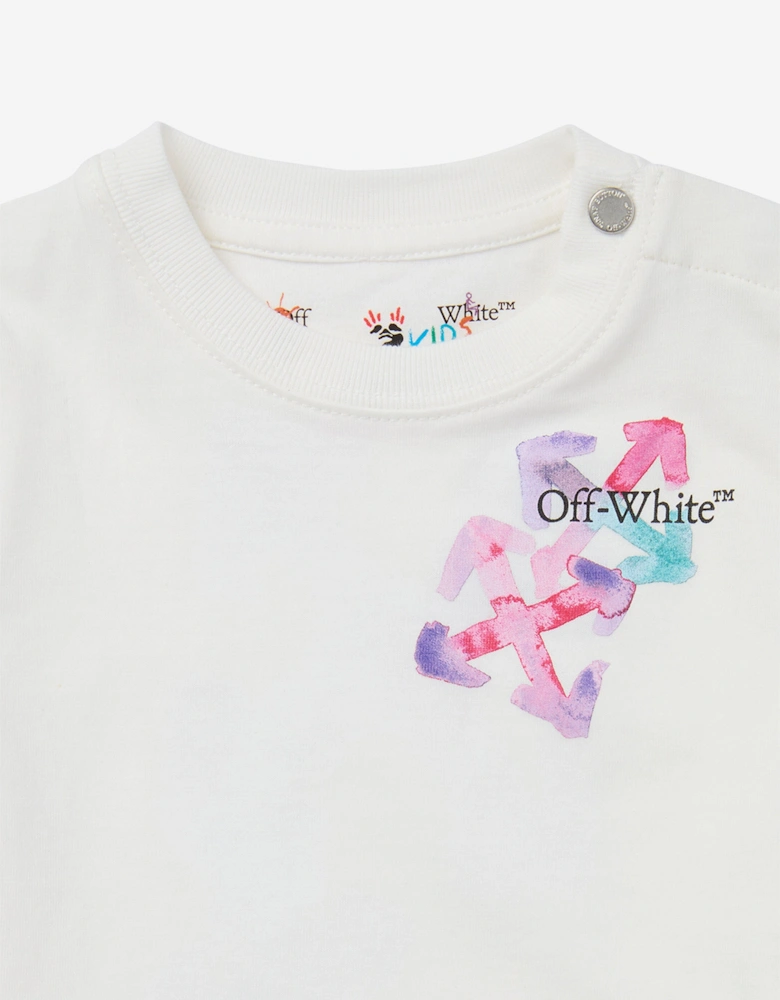 Baby Girls Arrow Watercolour T-Shirt in White