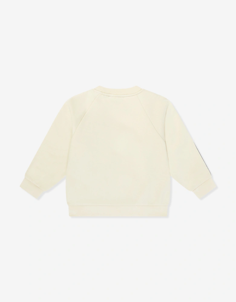 Emporio Armani Boys Train Logo Tape Sweatshirt in Ivory