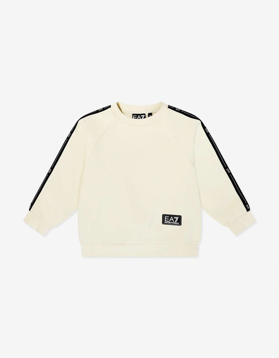 Emporio Armani Boys Train Logo Tape Sweatshirt in Ivory, 5 of 4