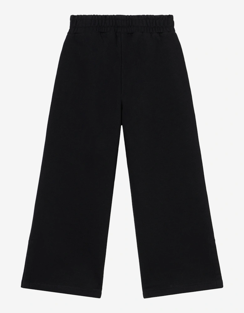 Girls Bookish Wide Leg Joggers in Black
