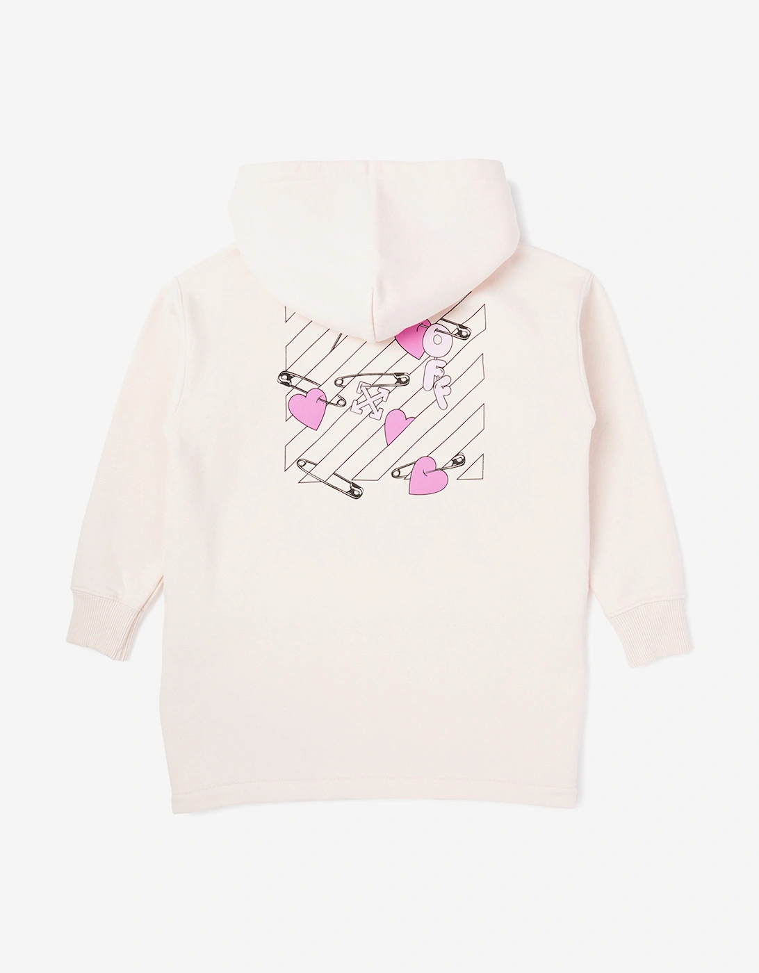 Girls Diagonal Pop Heart Hoodie Dress in Pink