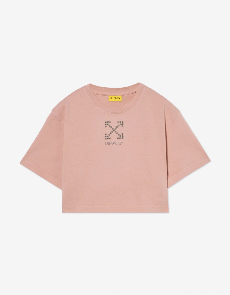 Girls Arrow Studs Boxy T-Shirt in Pink