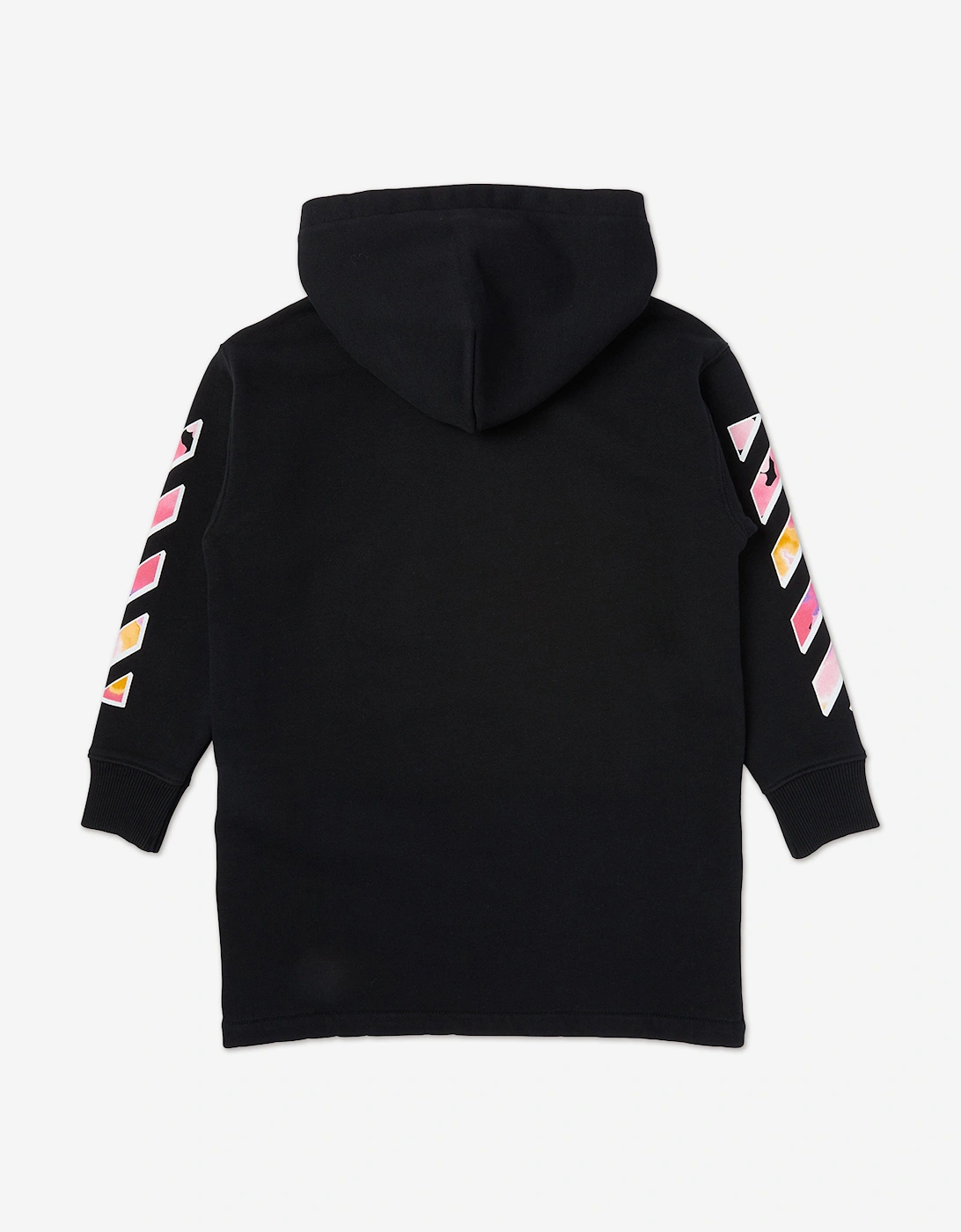 Girls Diagonal Watercolour Hoodie Dress in Black