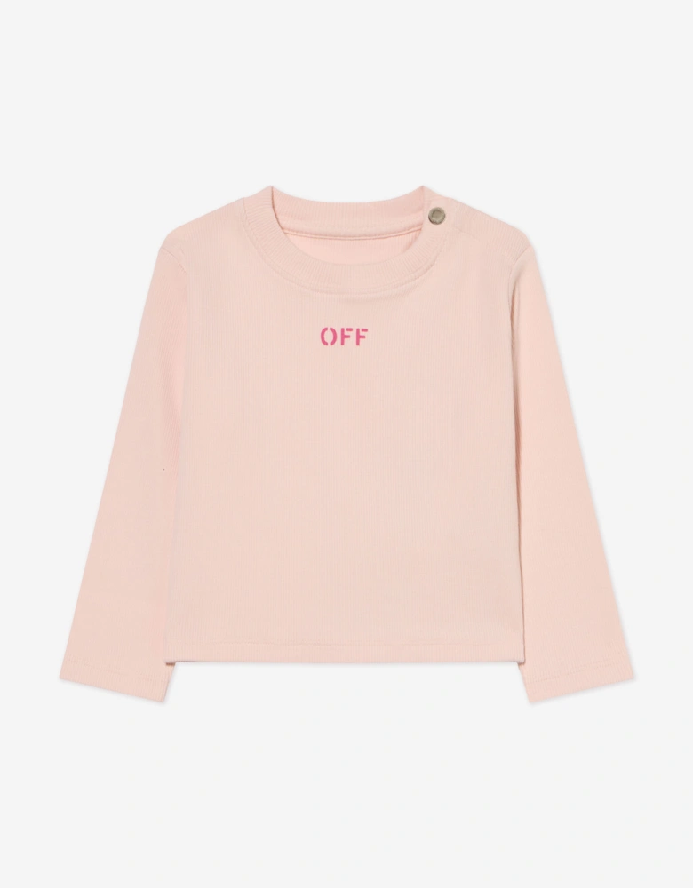 Baby Girls Off Stamp Long Sleeve T-Shirt in Pink
