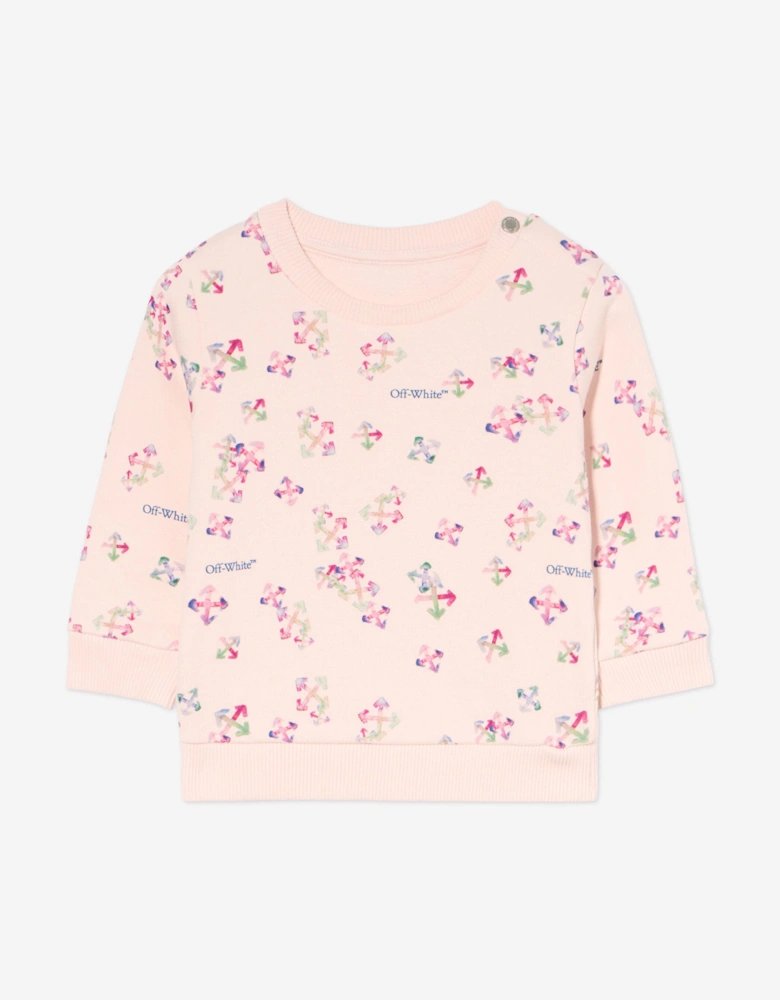Baby Girls AOP Arrow Sweatshirt in Pink