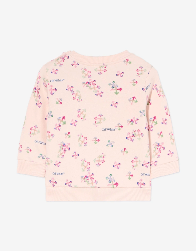 Baby Girls AOP Arrow Sweatshirt in Pink