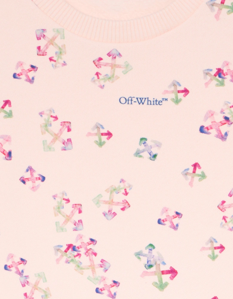 Baby Girls AOP Arrow Sweatshirt in Pink