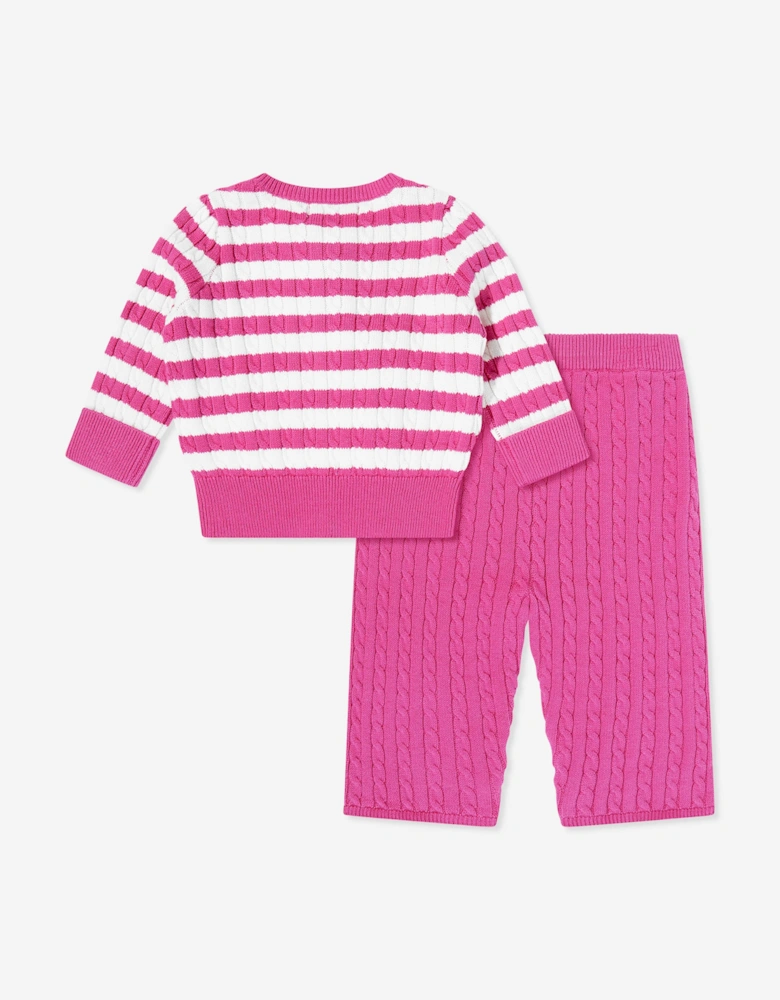 Baby Girls Cardigan and Pants Set in Pink