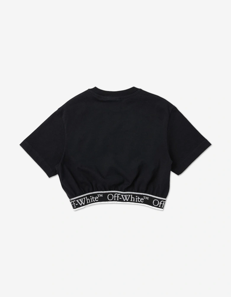 Girls Bookish Logoband Crop Top in Black