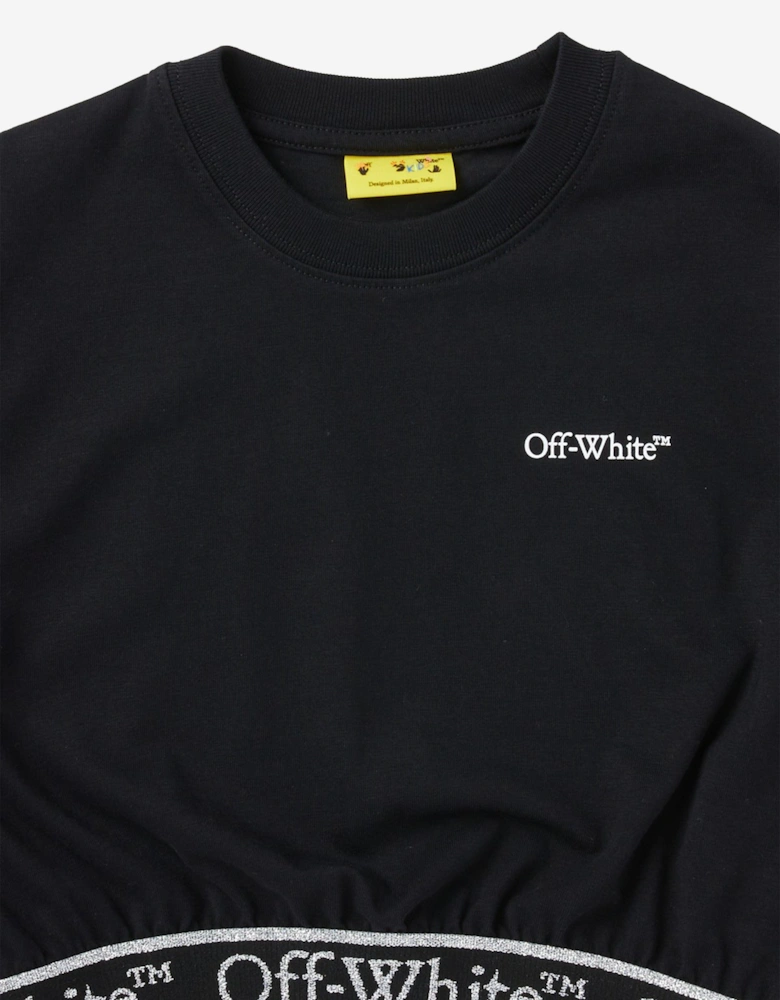 Girls Bookish Logoband Crop Top in Black