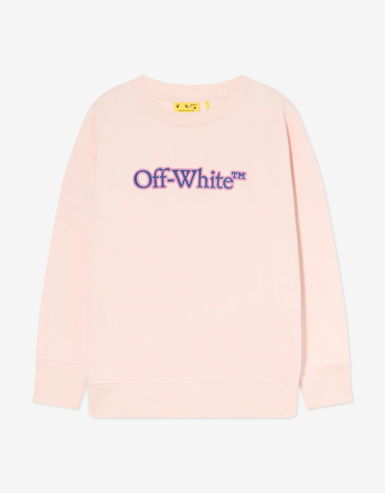 Girls Big Bookish Puff Sweatshirt in Pink