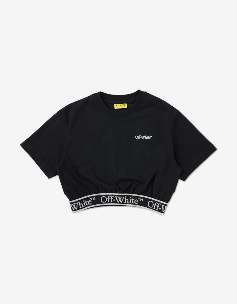 Girls Bookish Logoband Crop Top in Black