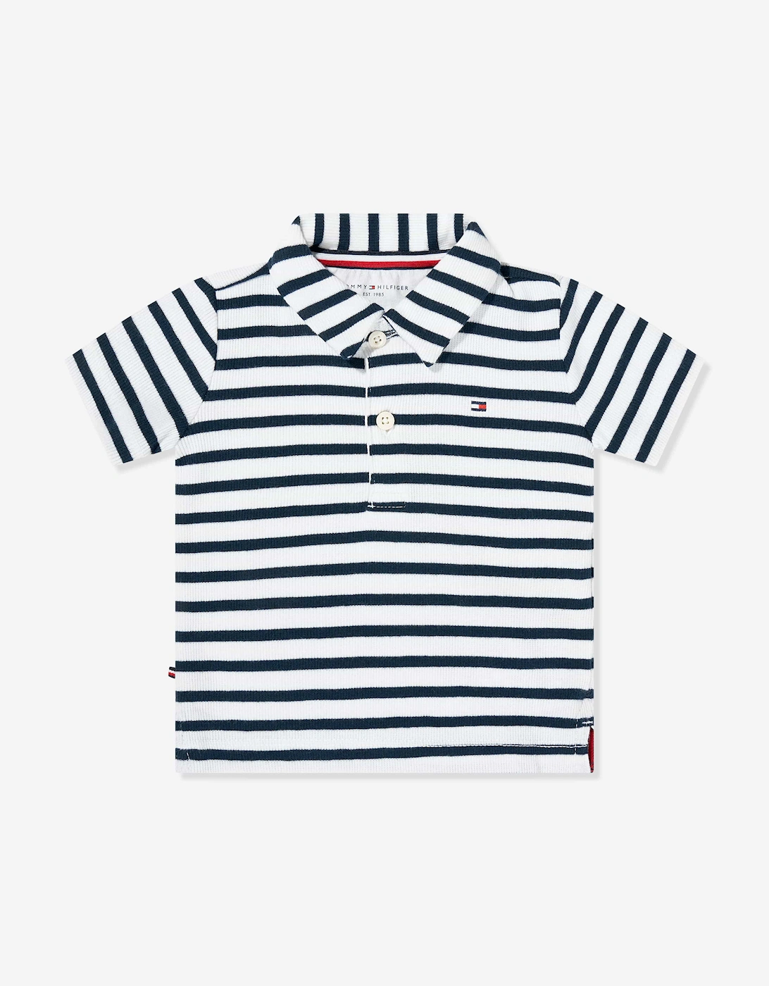 Baby Boys Rib Stripe Polo Shirt in Navy, 5 of 4