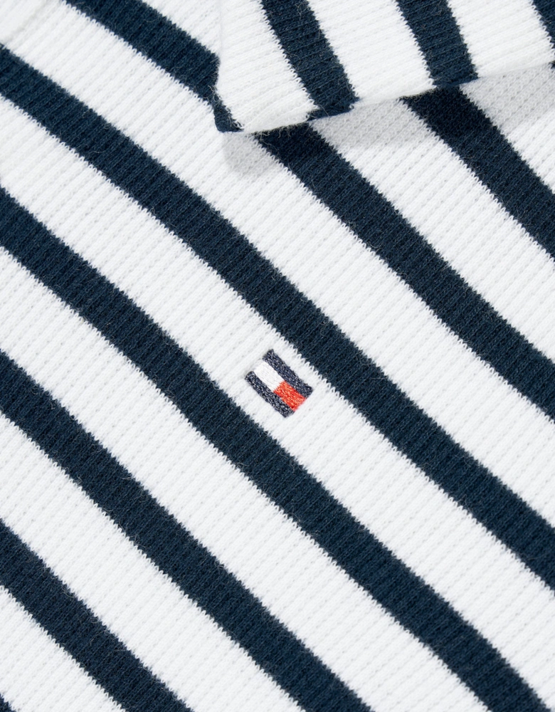 Baby Boys Rib Stripe Polo Shirt in Navy