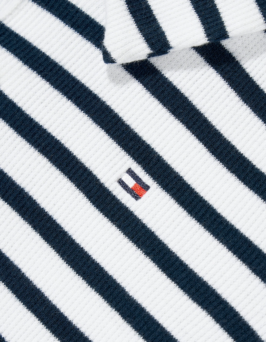 Baby Boys Rib Stripe Polo Shirt in Navy
