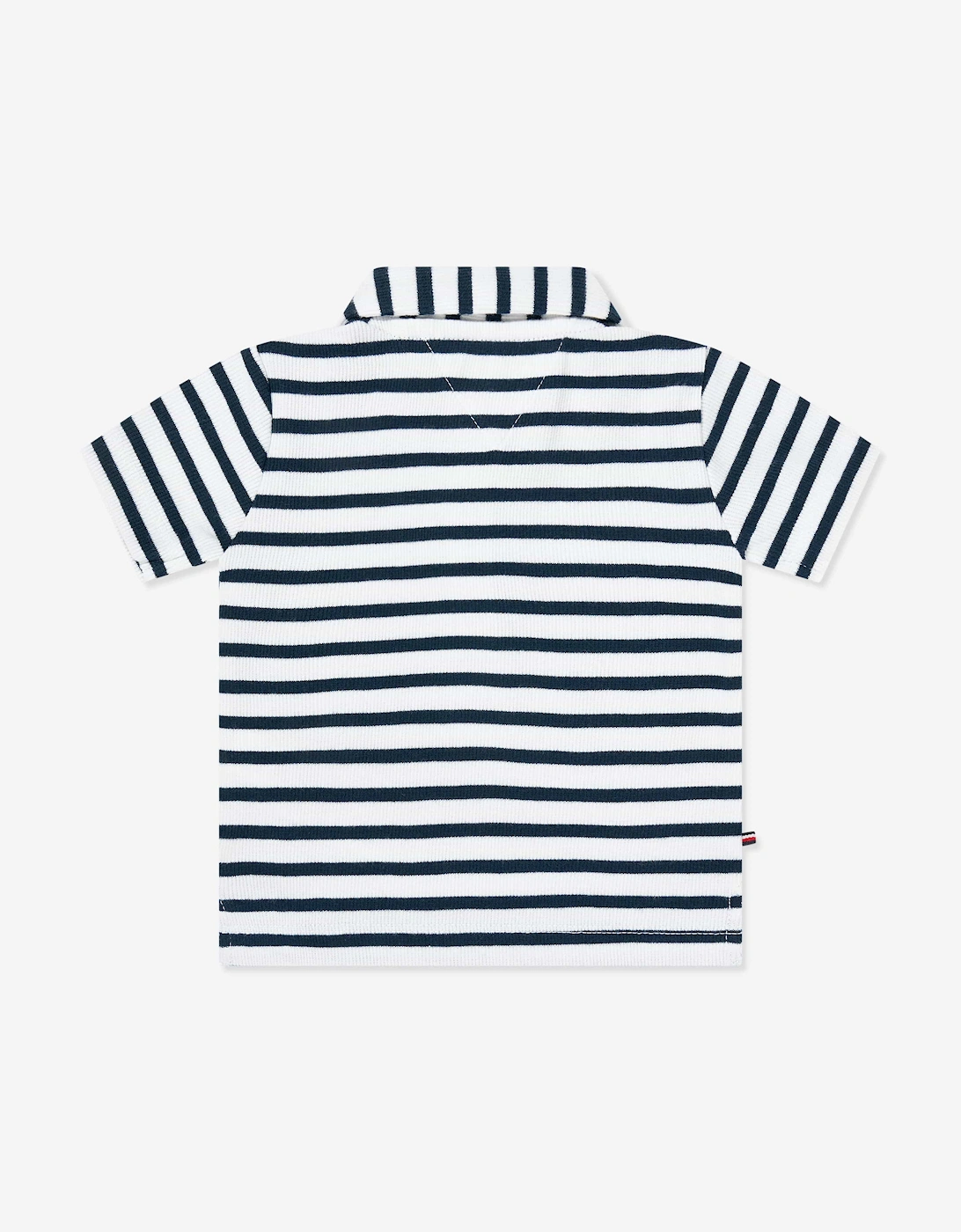Baby Boys Rib Stripe Polo Shirt in Navy