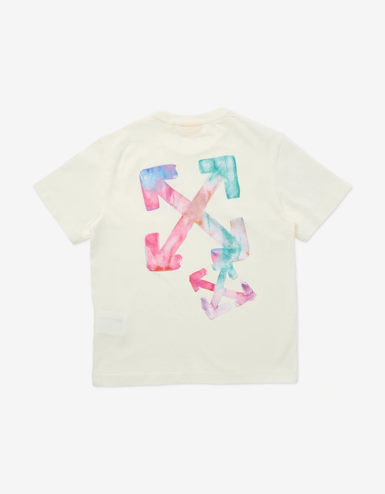 Girls Arrow Watercolour T-Shirt in White