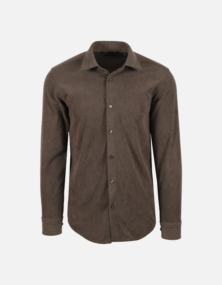 BOSS BLACK KENT CORDUROY SHIRT OPEN BROWN