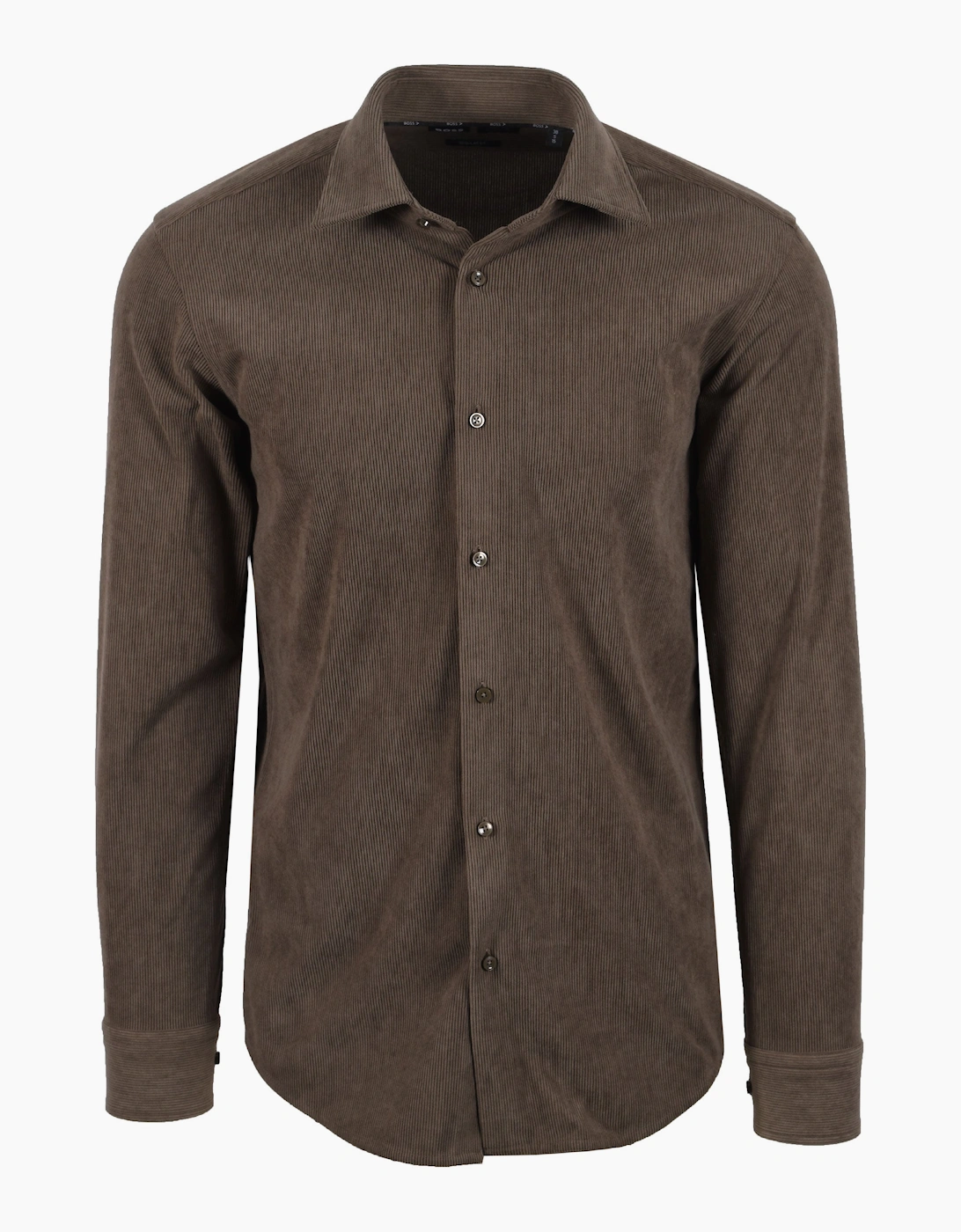 Men's BOSS BLACK KENT CORDUROY SHIRT OPEN BROWN - Size: 40