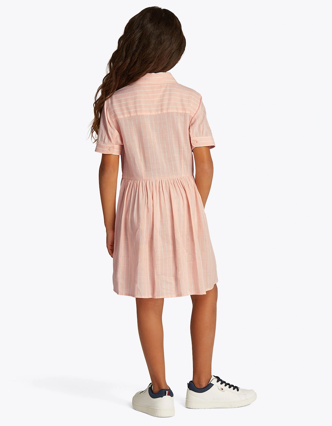 Girls Striped Shirt Dress in Pink
