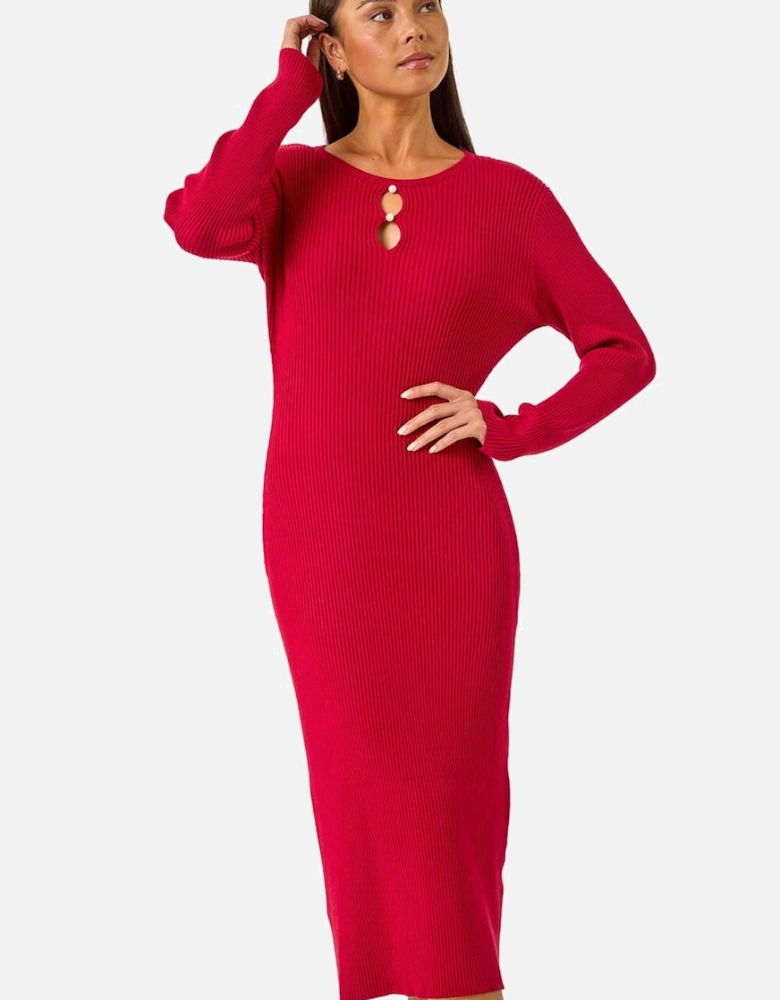 Petite Faux Pearl Knitted Midi Dress