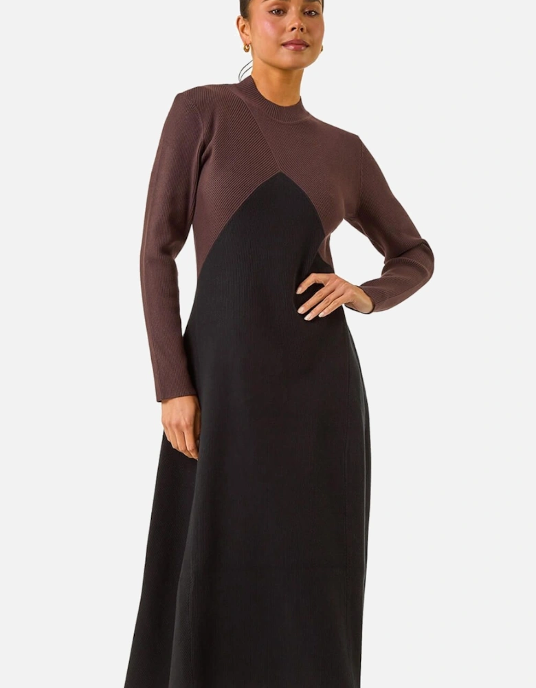 Petite Contrast Knit Midi Dress