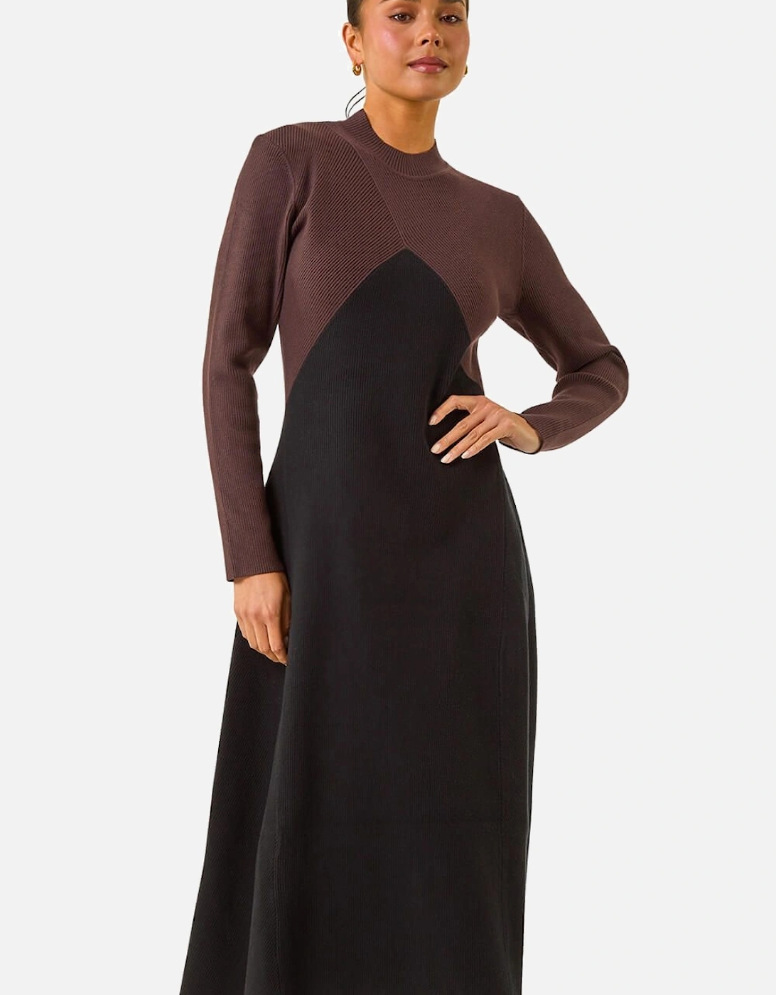 Petite Contrast Knit Midi Dress, 2 of 1