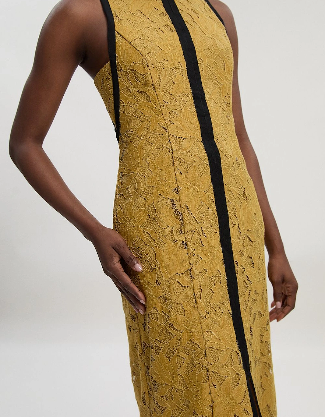 Lace with black taping woven maxi dress, 2 of 1