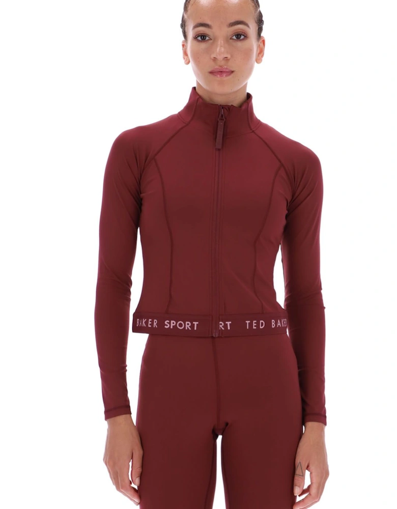Tb Sport Maria Essentials Cropped Zip-Up Jacket Burgundy