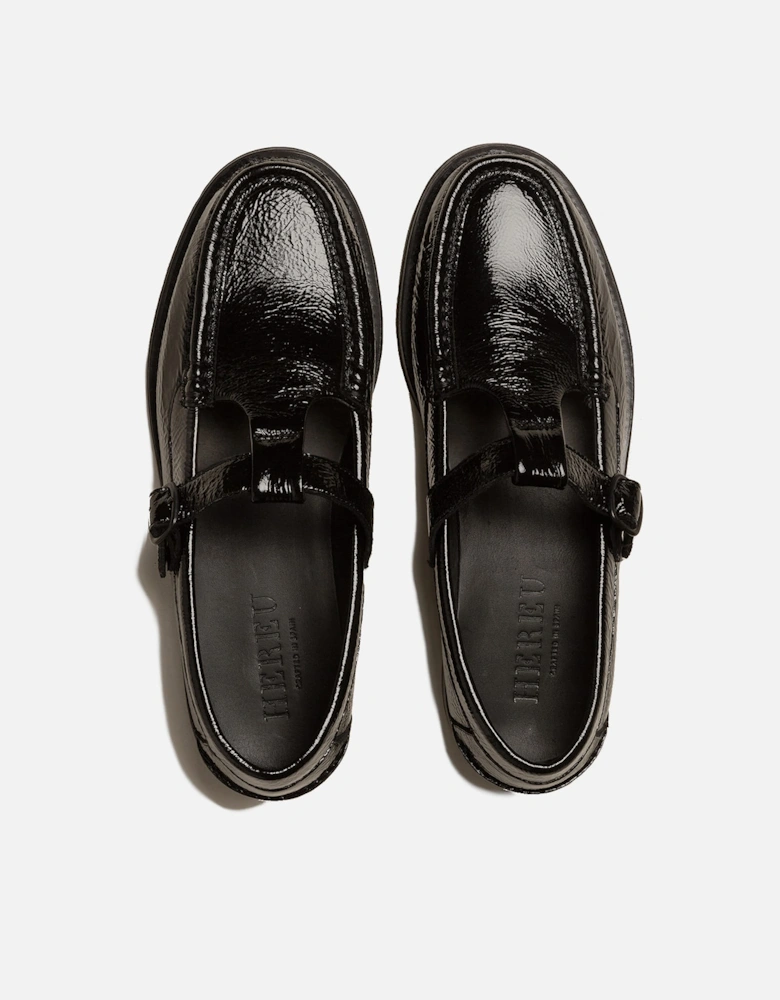 Alber Crinkled Glossy Leather Flats