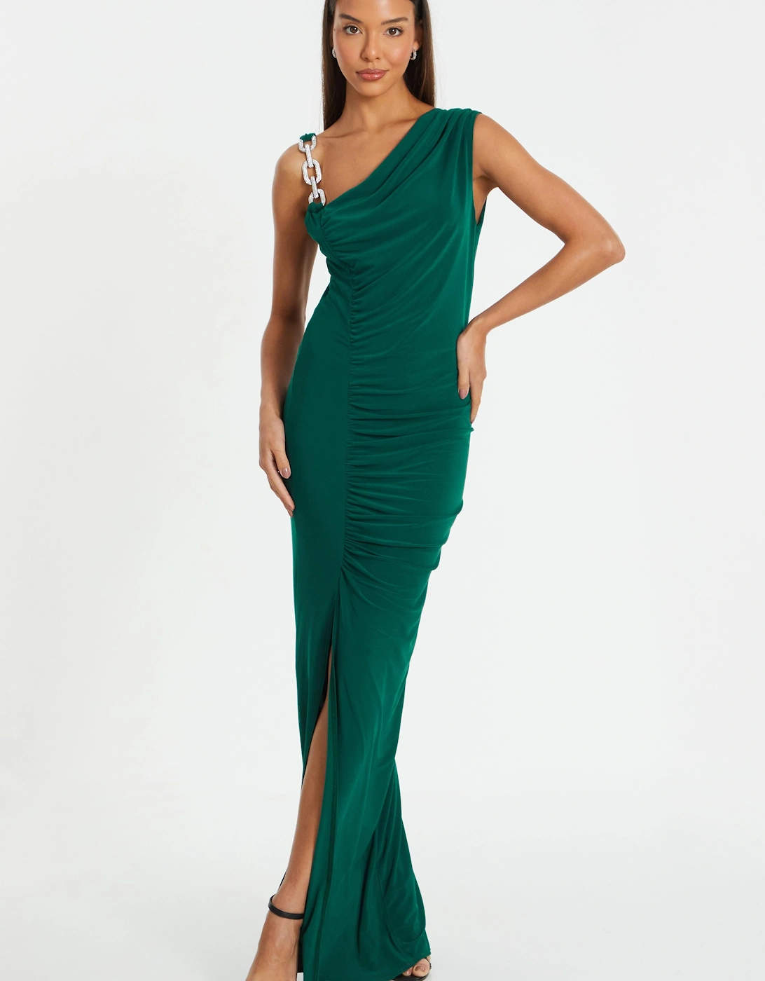 Green Diamante Trim Maxi Dress, 2 of 1