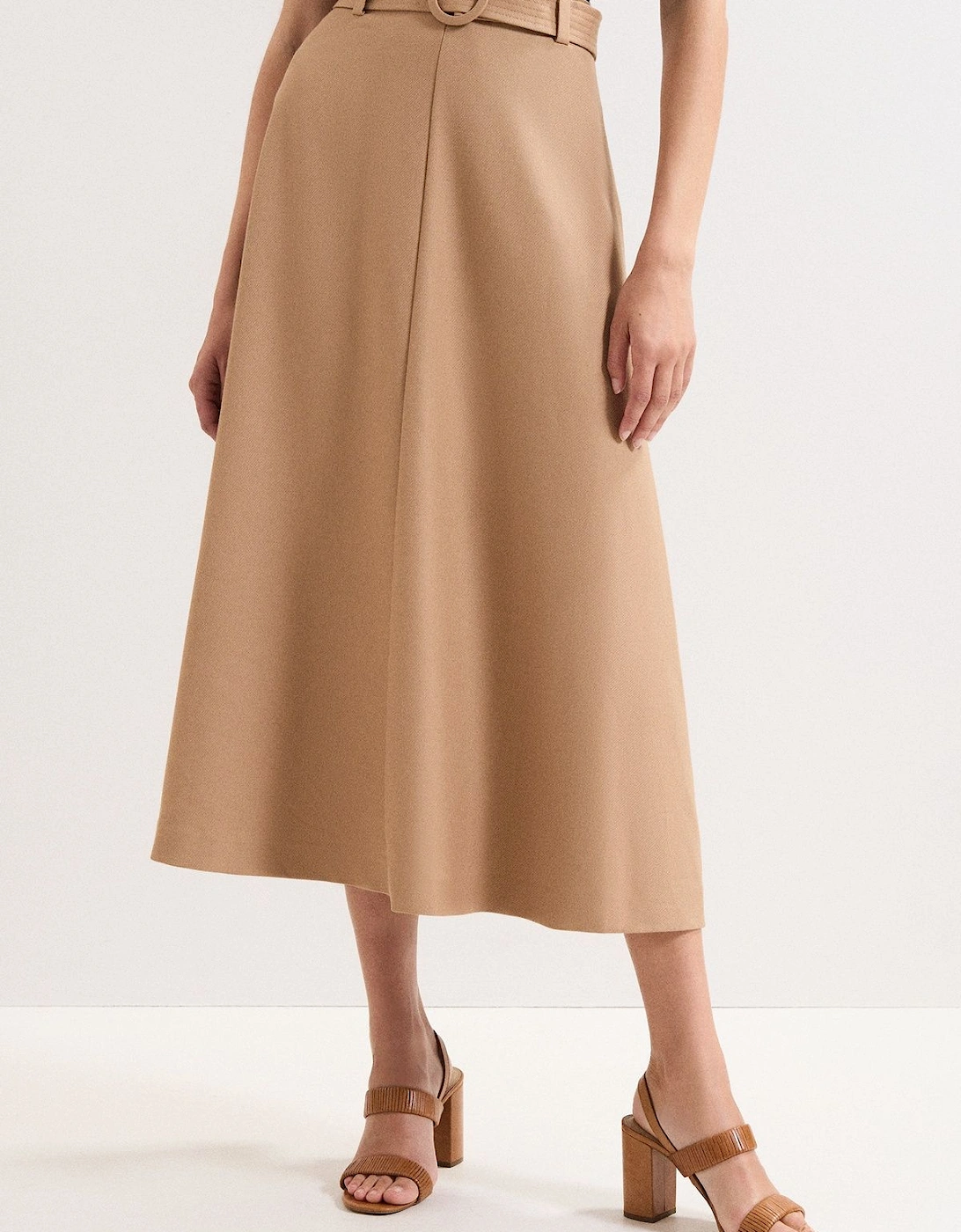 Wool Blend Belted Midi Skirt, 2 of 1