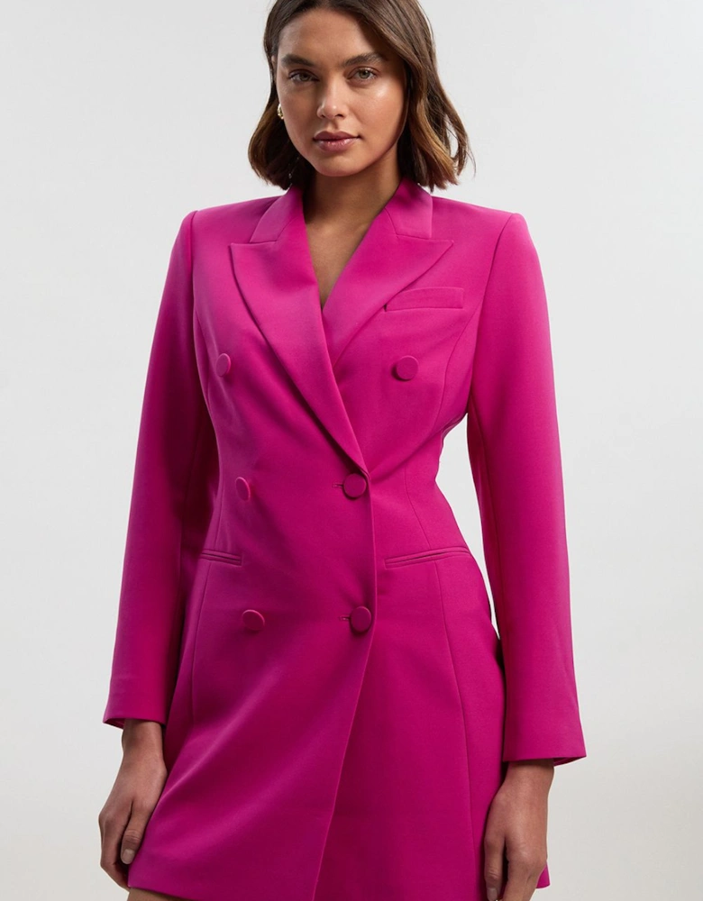Polished Tailored Double Breasted Blazer Mini Dress