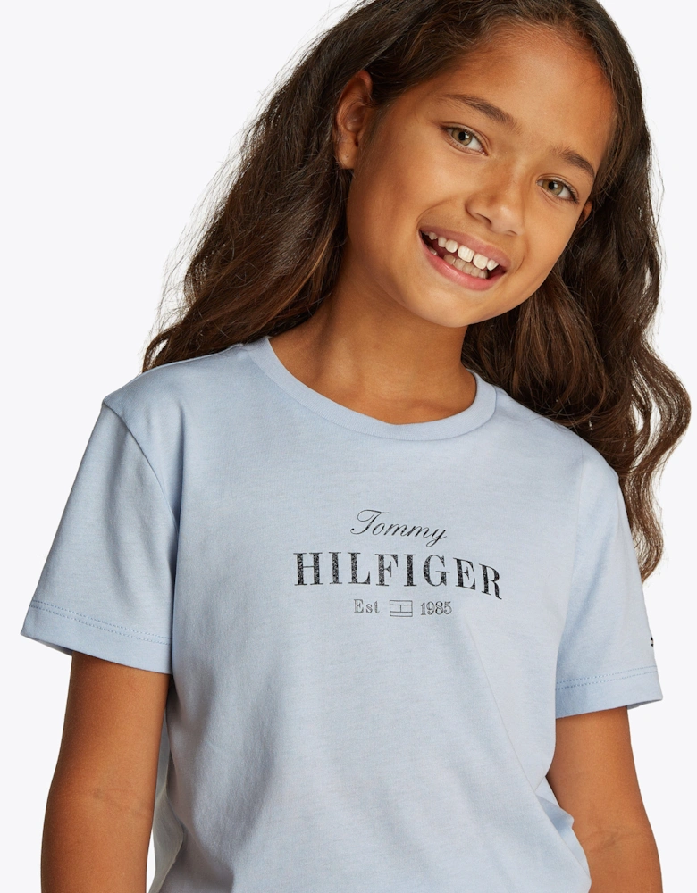 Girls Script Logo T-Shirt in Blue