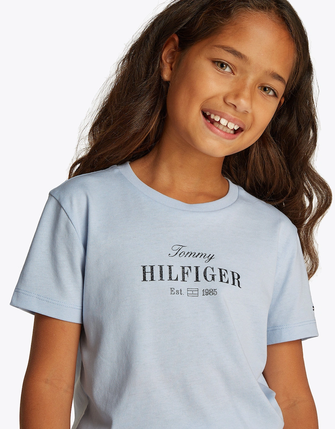 Girls Script Logo T-Shirt in Blue