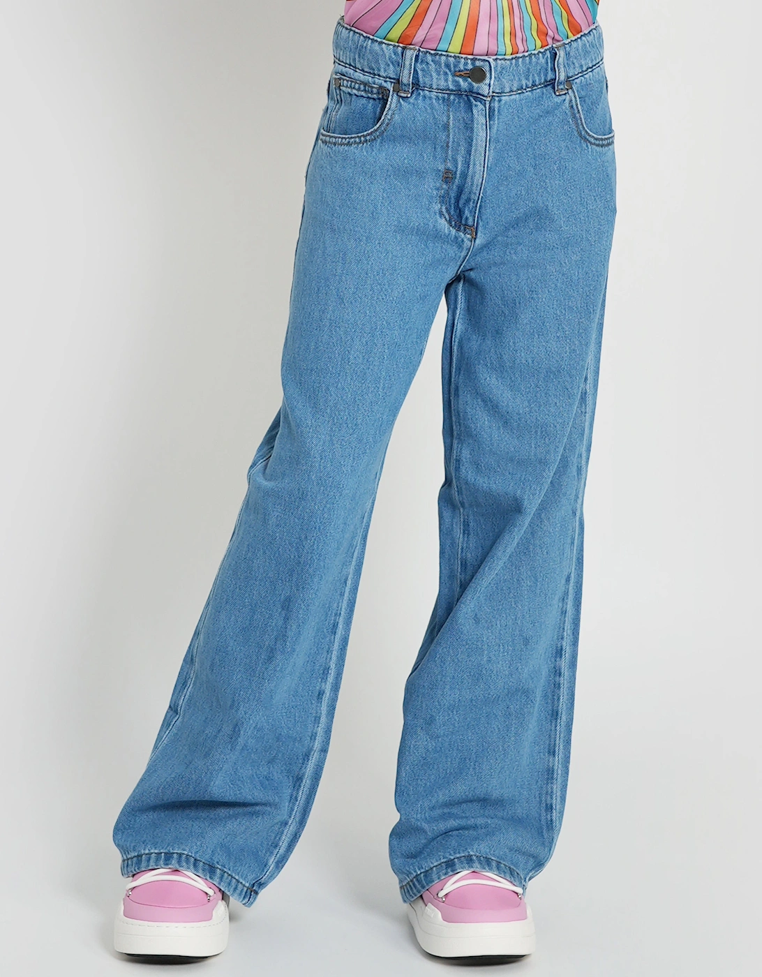 Girls Wide Leg Jeans in Blue, 5 of 4