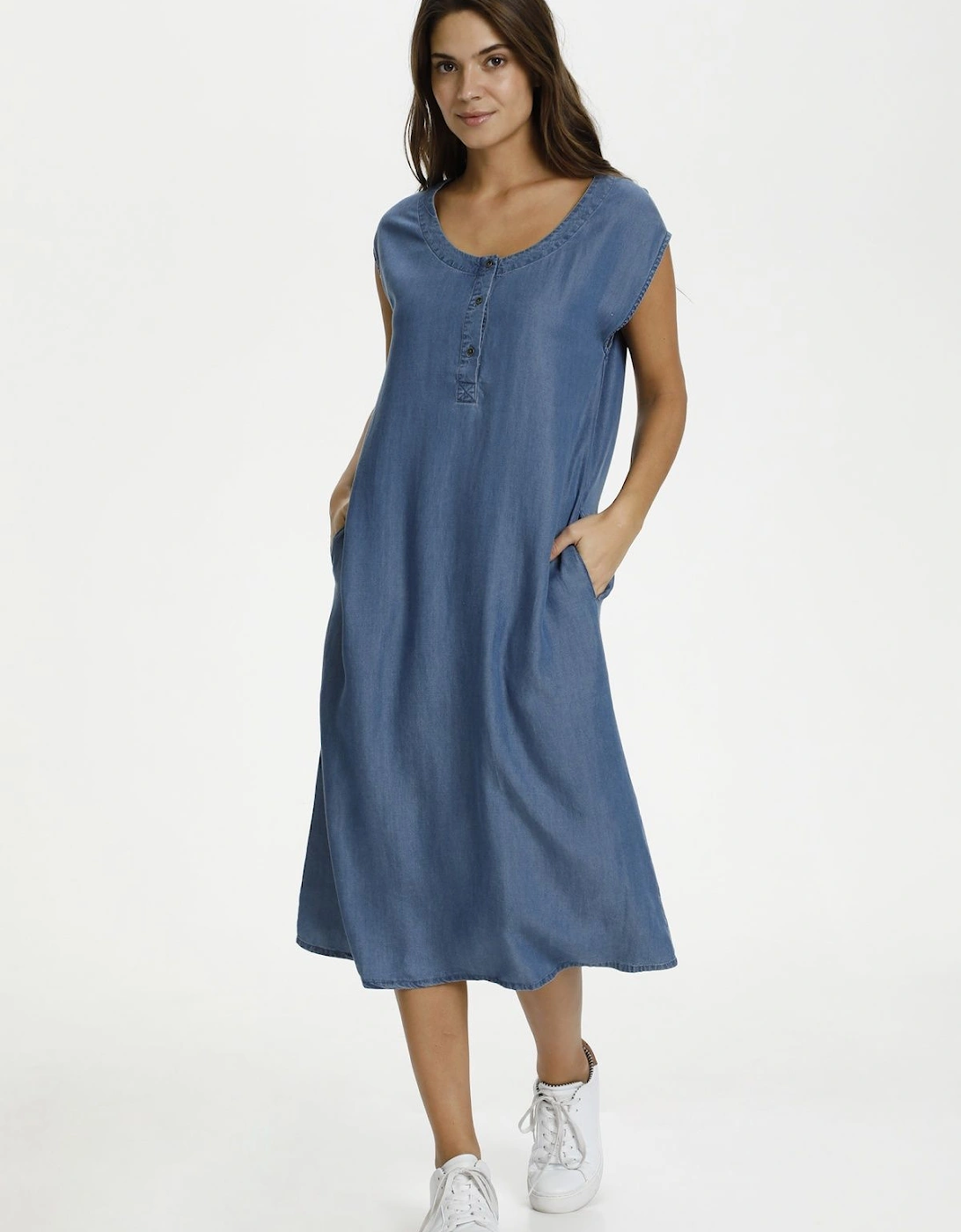 BPelina Short Sleeve Denim Midi Dress, 2 of 1