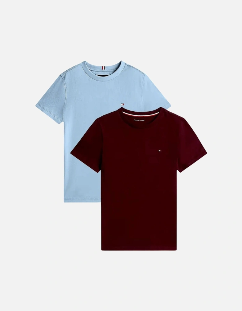 2-Pack Flag Logo Boys T-Shirts, Burgundy/Blue