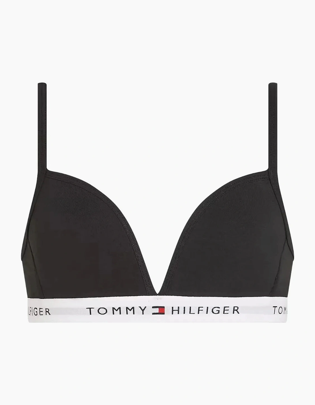 Tommy Hilfiger Tommy Hilfiger Girl's Girls Heritage Logo Fixed Foam Triangle Bra, Black - Black/Black