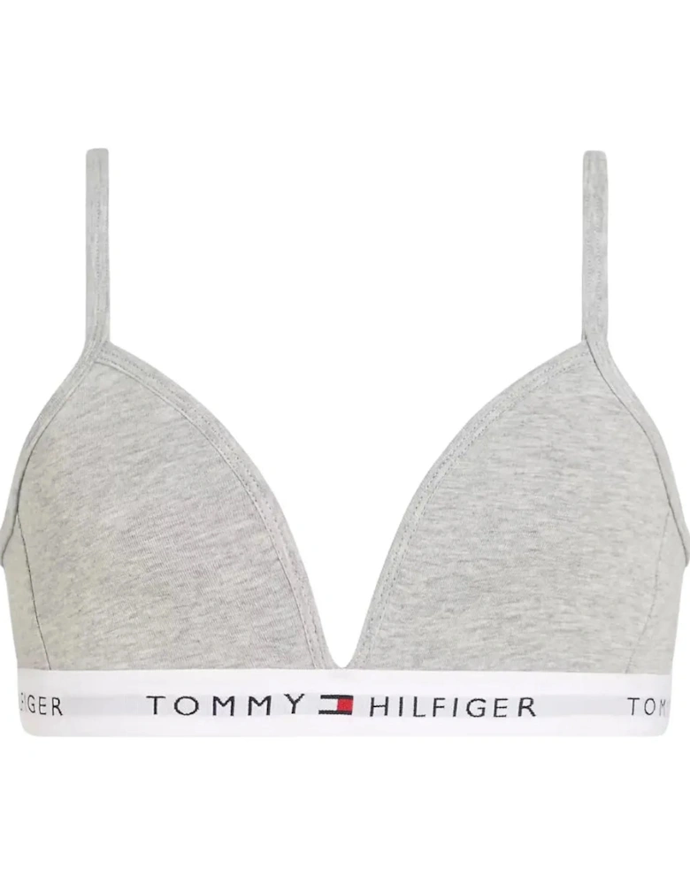 Girls Heritage Logo Fixed Foam Triangle Bra, Light Grey Heather