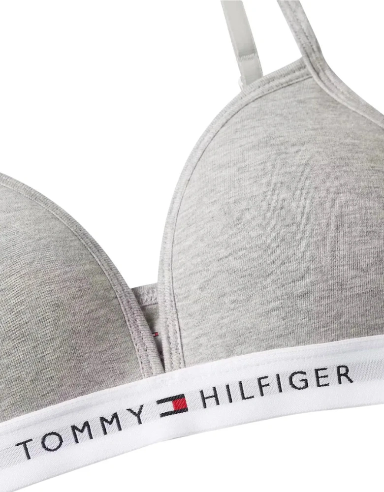 Girls Heritage Logo Fixed Foam Triangle Bra, Light Grey Heather