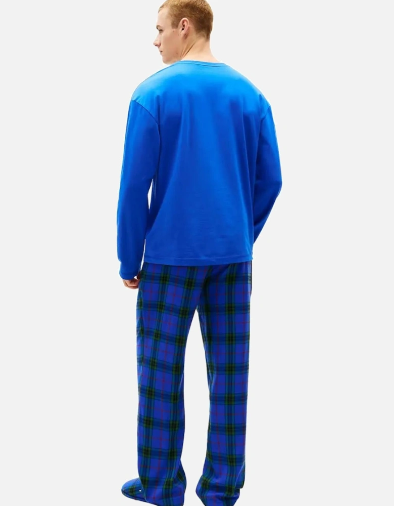Plaid Check Pyjamas & Slippers Gift Set, Noble Blue