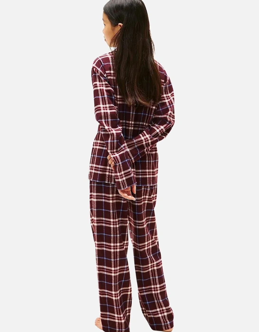 Kids Tartan Flannel Pyjama Gift Set, Burgundy