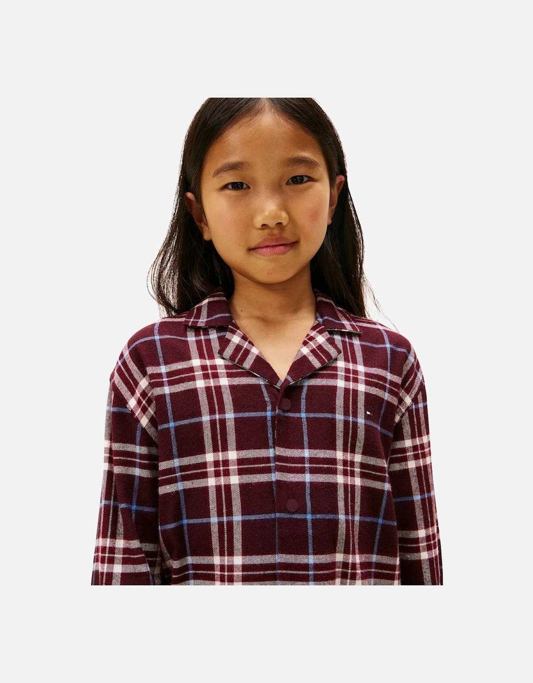 Kids Tartan Flannel Pyjama Gift Set, Burgundy