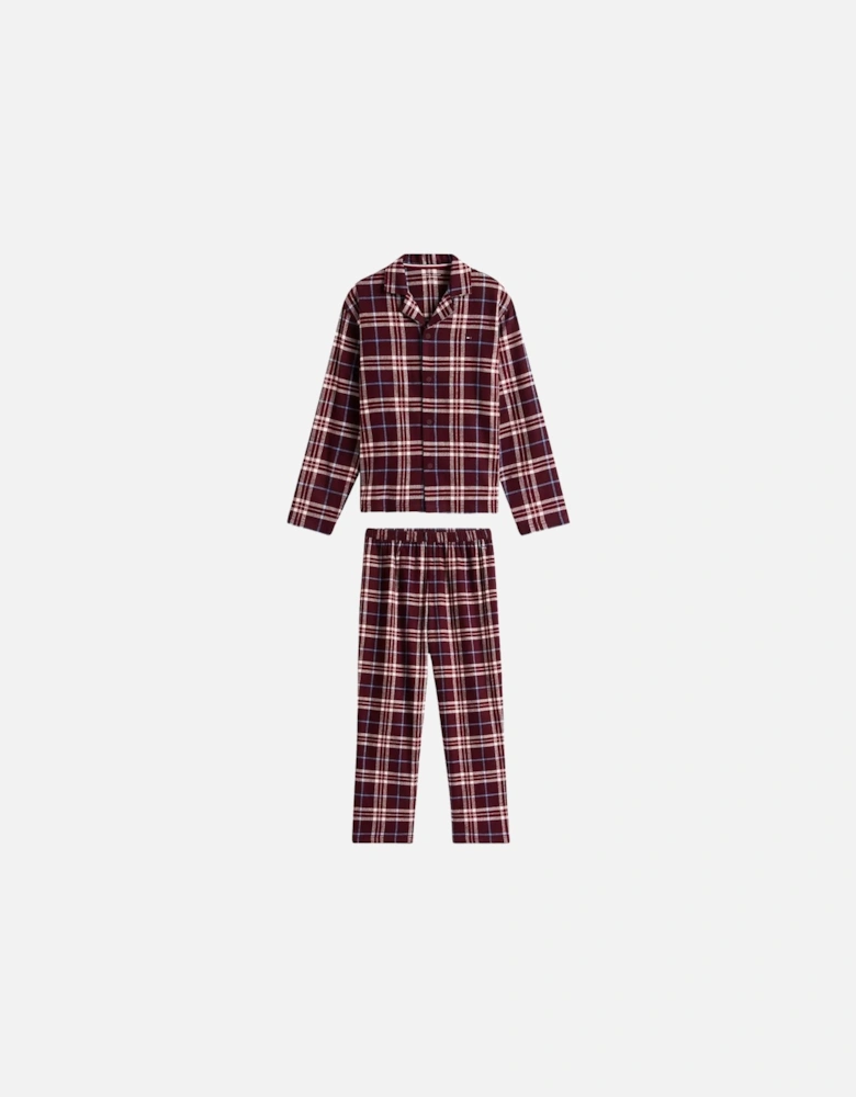 Kids Tartan Flannel Pyjama Gift Set, Burgundy